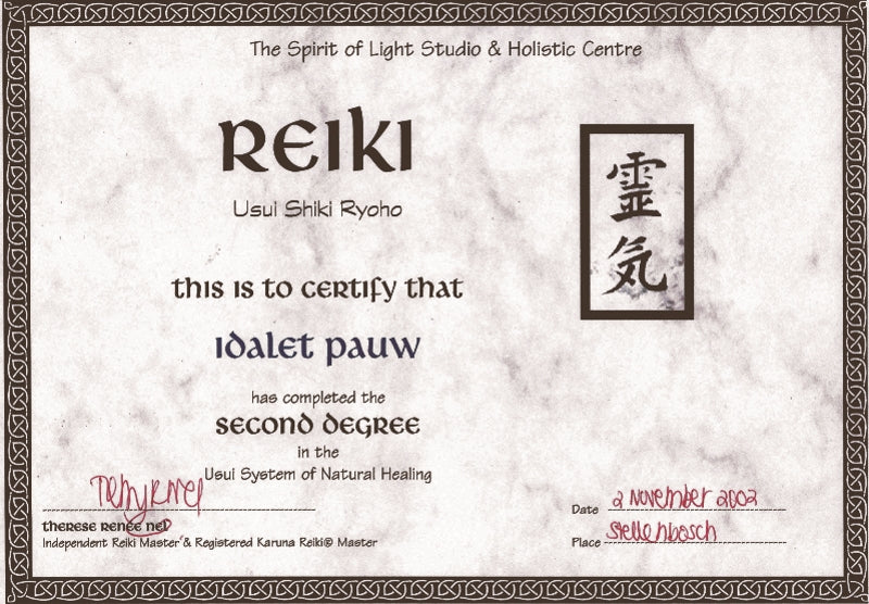 2002 Idalet artist Reiki Course