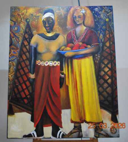 2003 Honeysuckle Painting of Women - A Stunning Addition to Your Art Collection