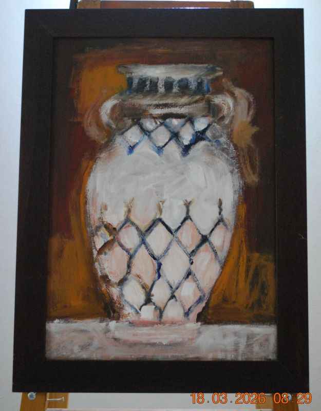 2003 - Pots II - framed fine art painting of a clay pot