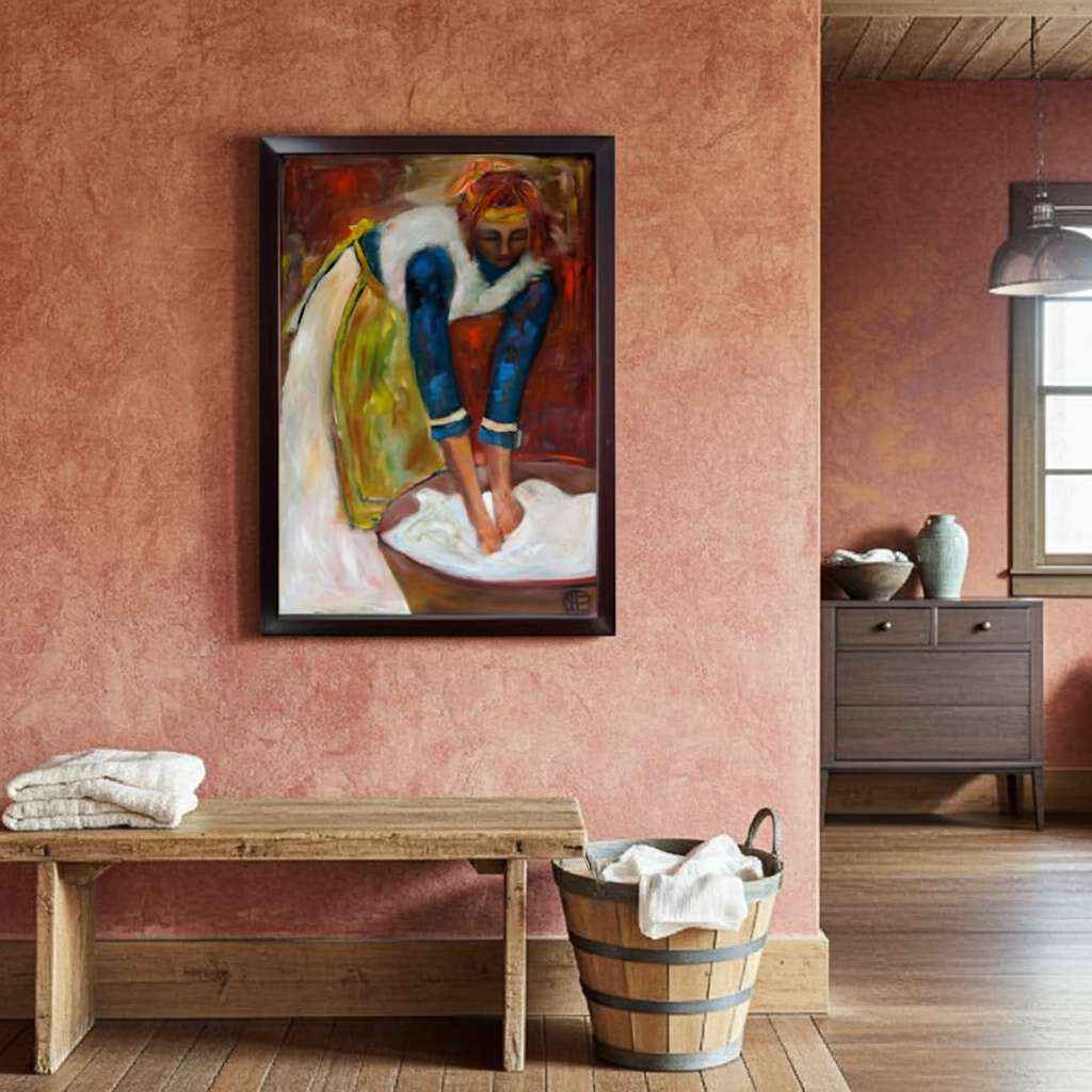 2003 Stunning Large Fine Art Painting of a Woman - White Wash