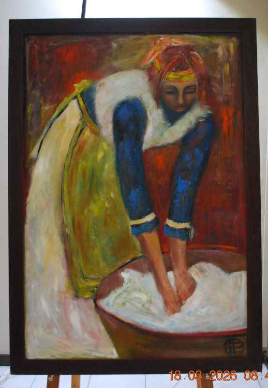 2003 Stunning Large Fine Art Painting of a Woman - White Wash