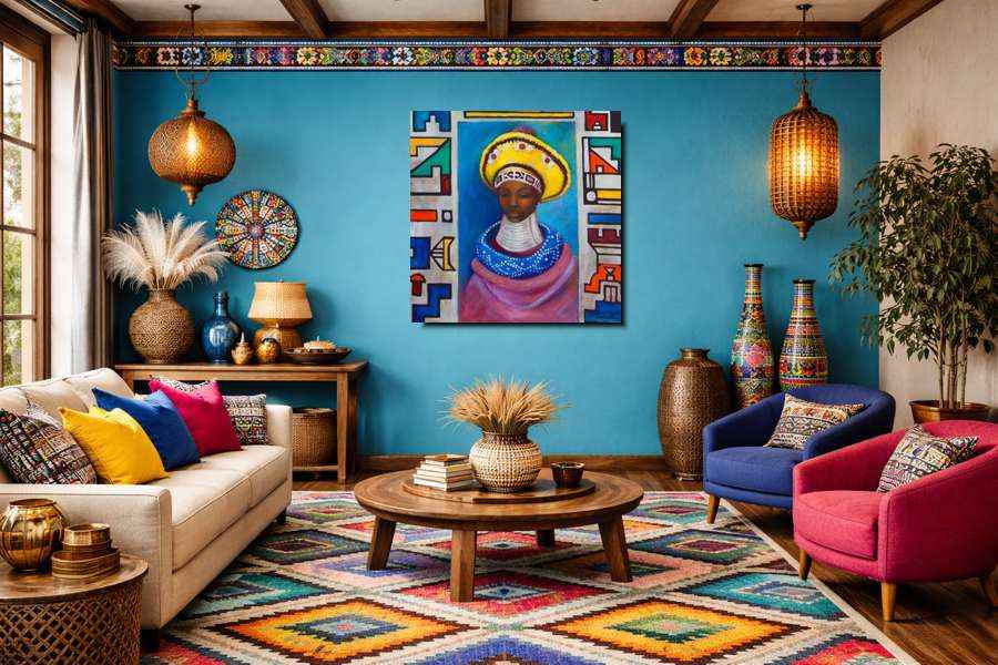 2005 - Esther a Ndebele woman - fine art painting on canvas
