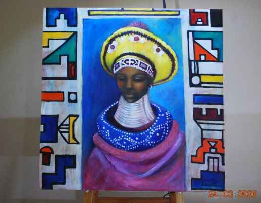 2005 - Esther a Ndebele woman - fine art painting on canvas