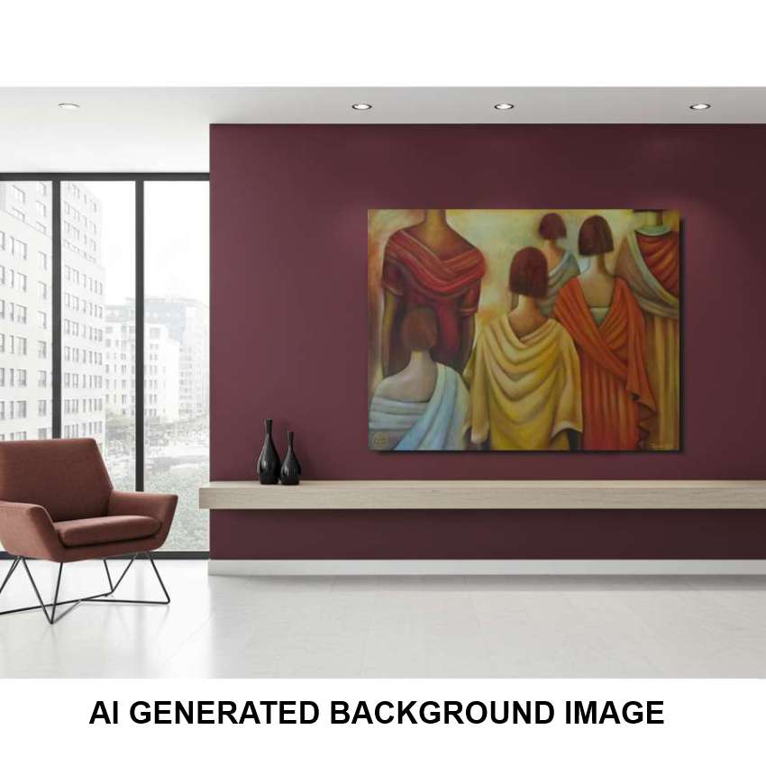 2005 Captivating Fine Art Painting of Women - 'Follow Me'
