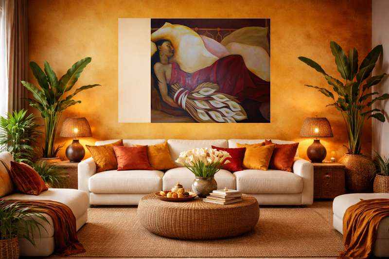 2006 - Water Lily Love - large fine art painting cropped