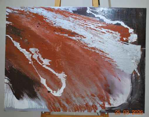 2007 - Chocolate Splash - abstract painting with silver
