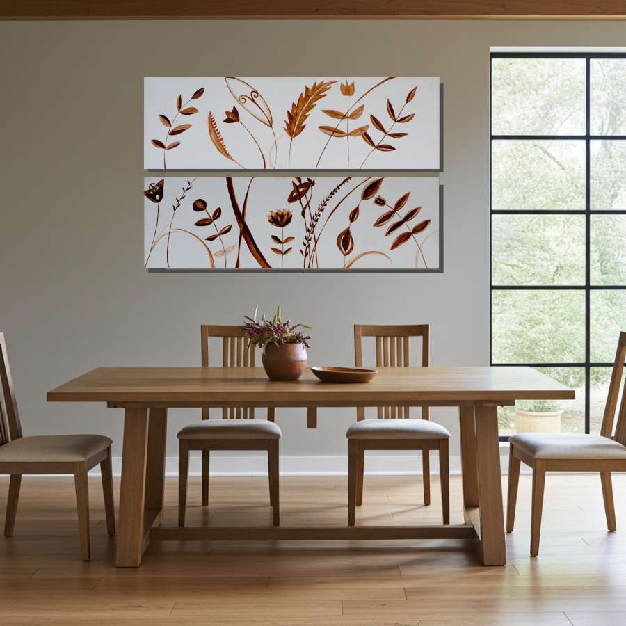 2008 - Field of Flowers I - simple leaf art in brown tones