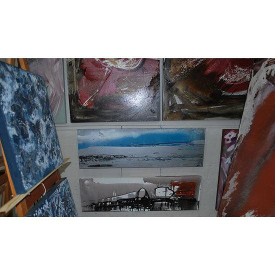 2007. Arniston Night. Abstract seascape art in sky blue colour. - defineartgifts