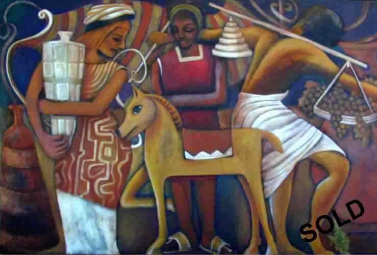 2001 - Moroccan Encounter - fine art painting of people