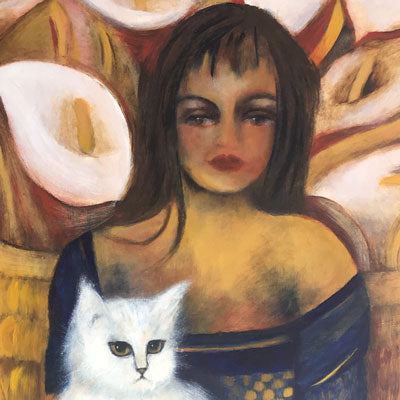 contemporary figurative painting of a cat