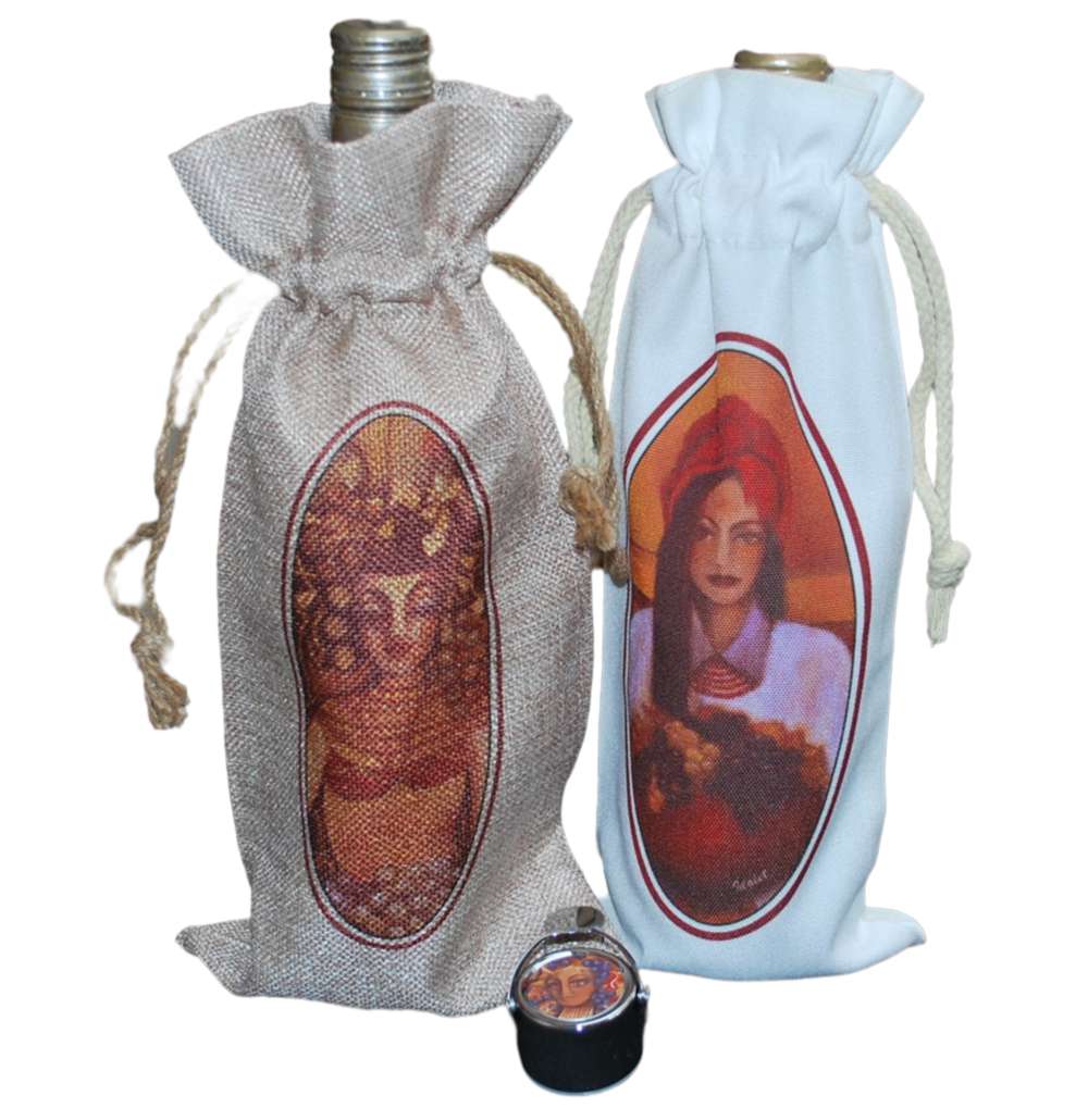 Bottle bags and bottle stopper - unique gift set. - idalet and erica