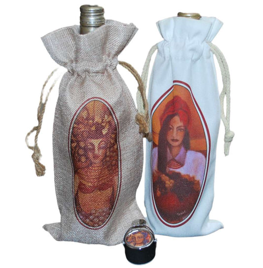 Bottle bags and bottle stopper - unique gift set. - idalet and erica