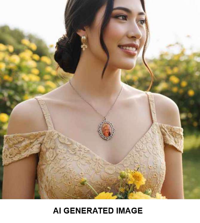 Bride - A delicate vintage necklace with an oval pendant