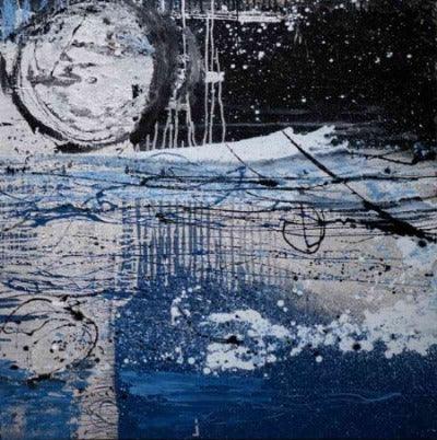 Spiritual abstract artists. Déjà Vu in Indigo and Silver.