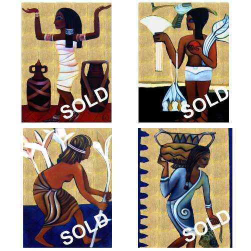 2001 The Oarsmen: Captivating Egyptian Inspired Painting for Timeless Elegance