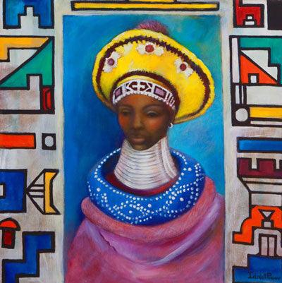 Esther an Ndebele Woman. Beautiful African Paintings on Canvas
