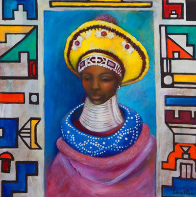 Esther an Ndebele Woman. Beautiful African Paintings.