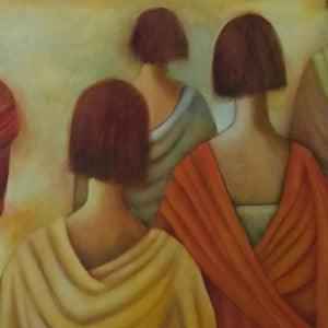 2005 Captivating Fine Art Painting of Women - 'Follow Me'