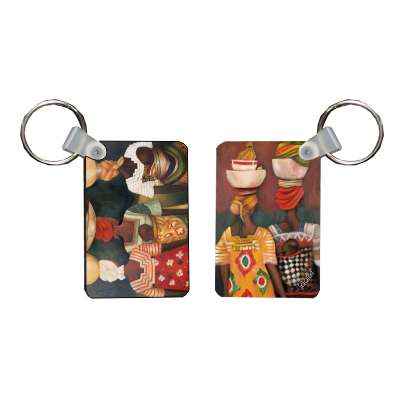 Ethnic art inspired double-sided MDF keyrings