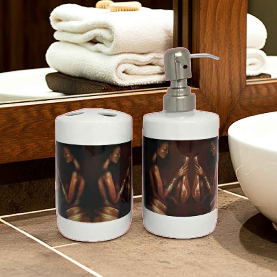 Transform Your Bathroom with Our Stylish Toothbrush Holder and Soap Dispenser Set