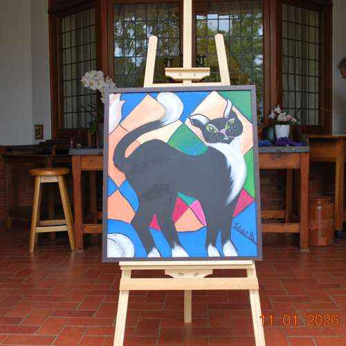 1996 Happy Cat Playful Contemporary Wall Art