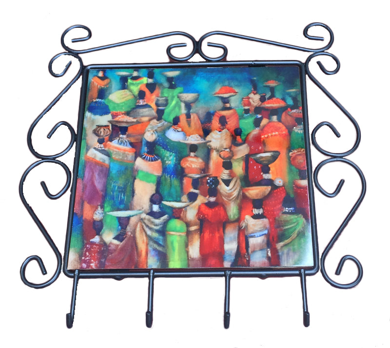 A colourful key holder with ethnic art - idalet and erica