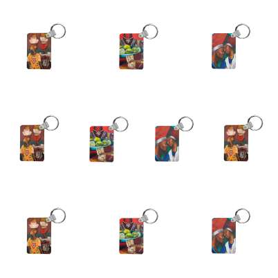 Ethnic double-sided mdf keyrings - idalet and erica