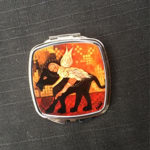 Les Paradis. Hand bag mirror with artwork. - idalet and erica