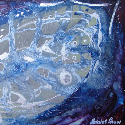 Modern leaf wall art in blue purple - idalet