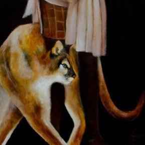 2002 Large Contemporary Figurative Artwork: 'Mountain Lion' – A Stunning Expression of Strength and Nature