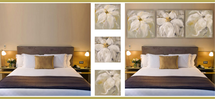 modern flower canvas wall art triptych - idaletanderica