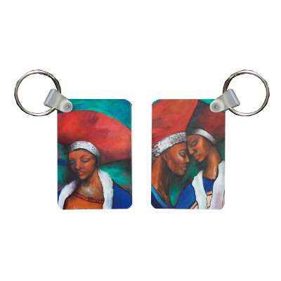 Ethnic art inspired double-sided MDF keyrings