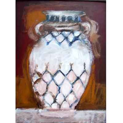 2003 - Pots II - framed fine art painting of a clay pot