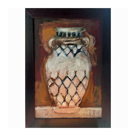 Framed vintage pottery art of a white clay pot - idalet and erica