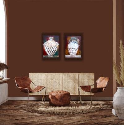 2003. Pots I. Paintings of white antique clay pots. - defineartgifts