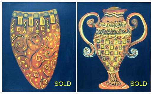 2003 Pots I-a fine art painting of an antique clay pot. Paintings sold idalet