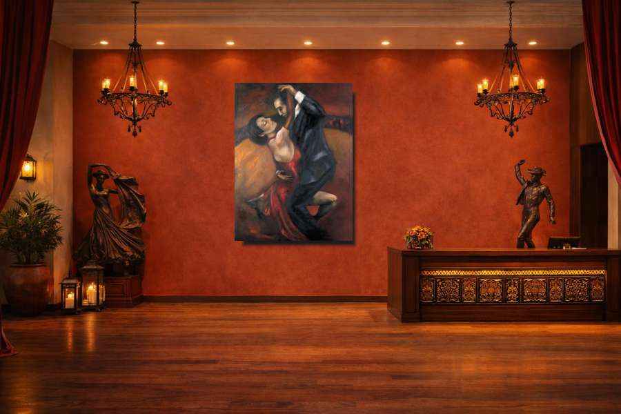 Tango-A canvas wall art print of a dancing couple