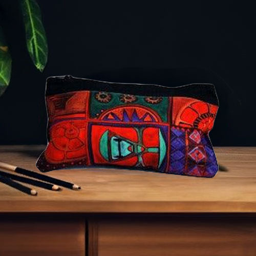 Train. Colourful Contemporary Abstract Pencil Bag. - idaletanderica