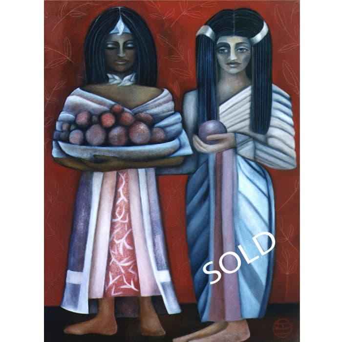 2003 Honeysuckle Painting of Women - A Stunning Addition to Your Art Collection