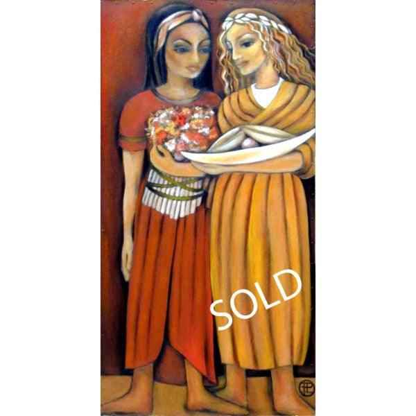 2003 Honeysuckle Painting of Women - A Stunning Addition to Your Art Collection