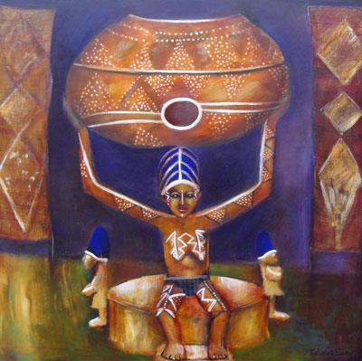 Yoruba Sculpture. Traditional African art paintings - idalet and erica