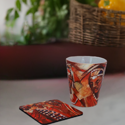 Maasai. Exclusive artistic ethnic art coffee mugs - idalet and erica