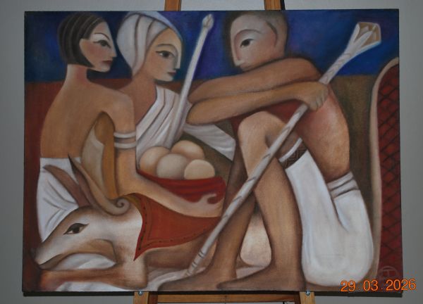 2001 - Moroccan Encounter - fine art painting of people - idalet