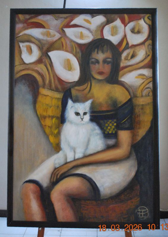 2001 Bast-a contemporary painting of a cat - idalet