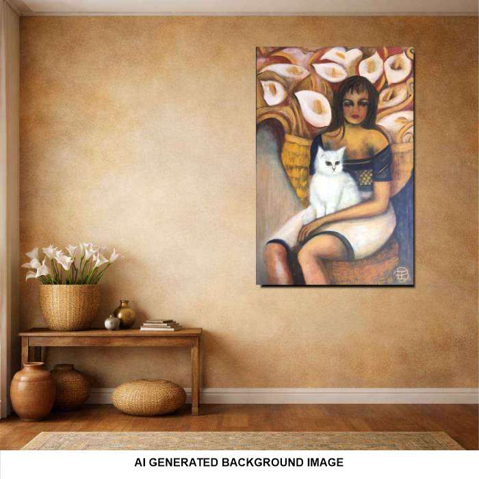 2001 Contemporary Cat Painting: Bast – A Touch of Elegance for Your Home