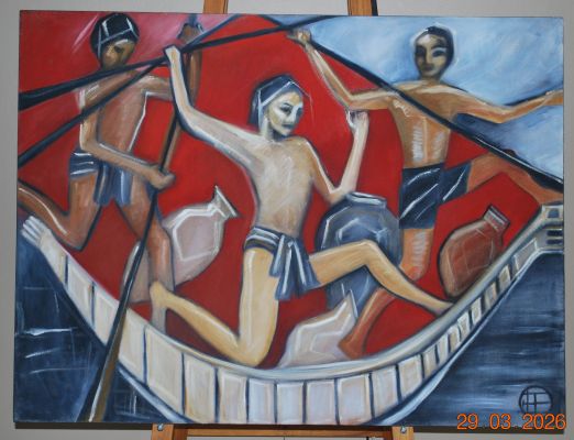 2001 The Oarsmen-An Egyptian inspired painting - idalet