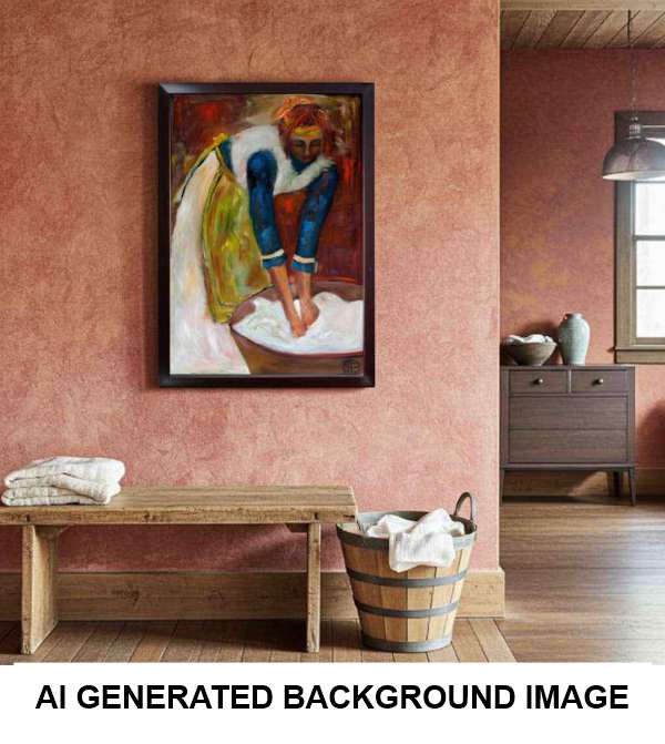 2003 Stunning Large Fine Art Painting of a Woman - White Wash