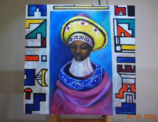 2005 - Esther a Ndebele woman - fine art painting on canvas