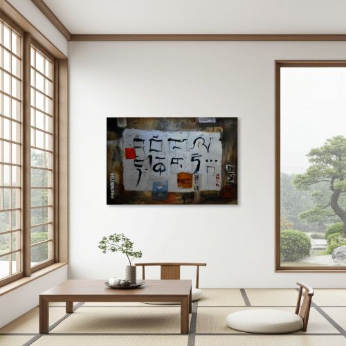 2006 - Tibetan painting - spiritual art - silver - interior