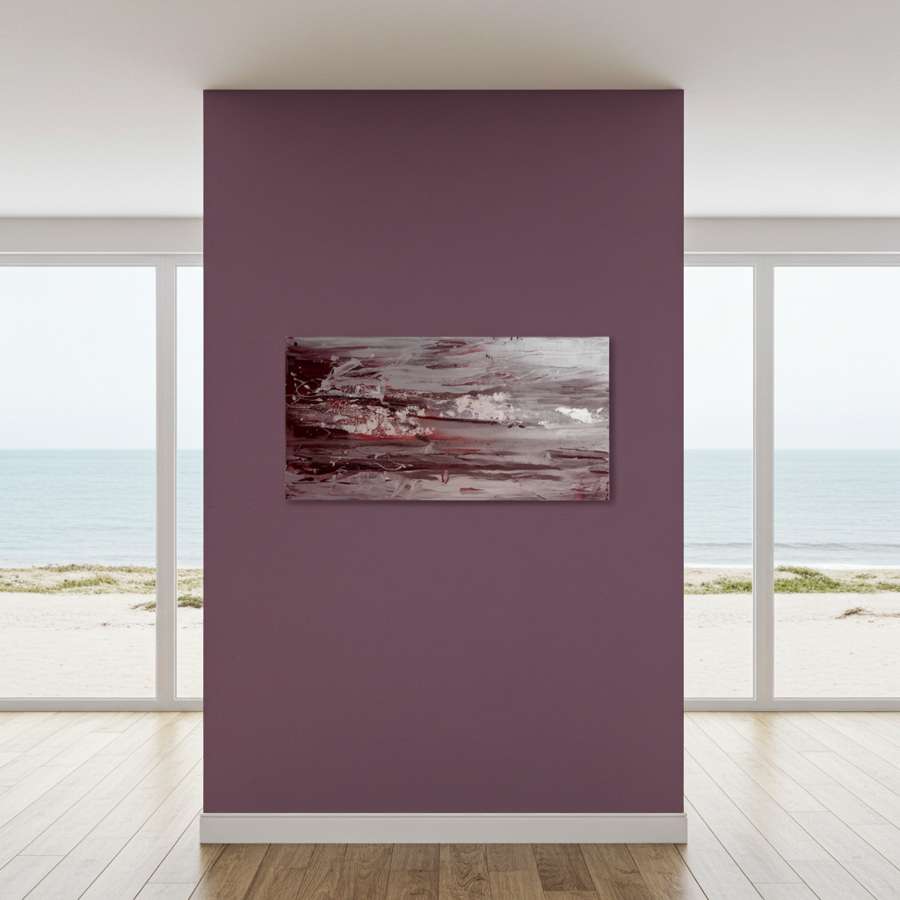 2007 Abstract seascape artwork in maroon and silver